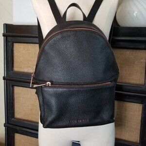 Ted Baker London  Black Pebbled Leather Backpack Rose Gold Hardware
